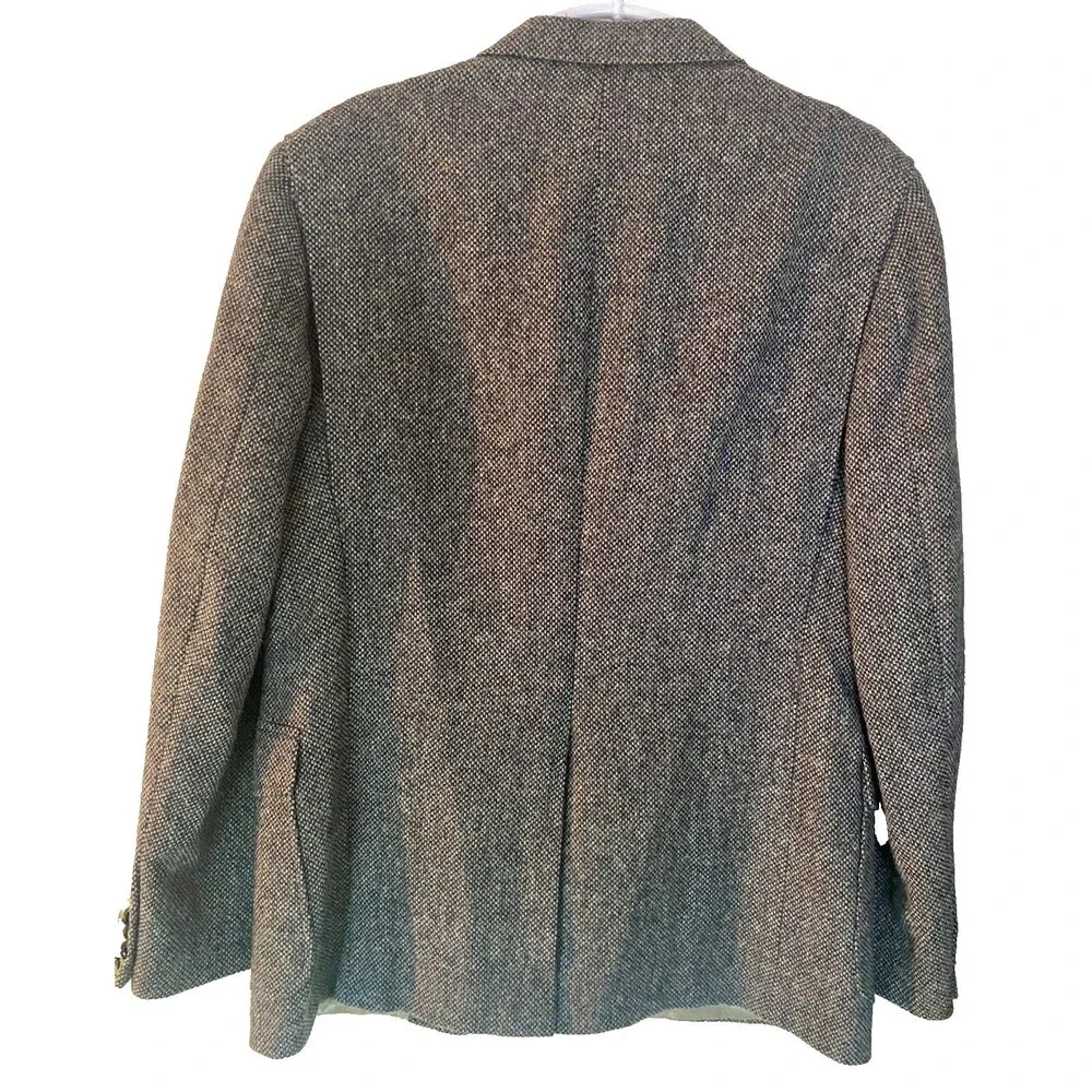 Sport Coat Mens 44L Textured Tweed Vintage USA Made Brown Gray